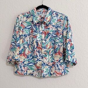 Coldwater Creek Jacket Womens PM Colorful Full Zip Top Linen Blend